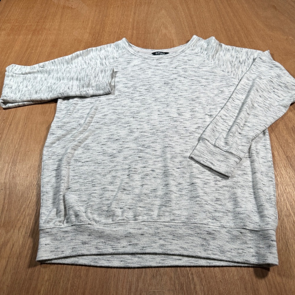 Buffalo Sweatshirt Womens Large Gray Space Dye Raglan Long Sleeve Pullover